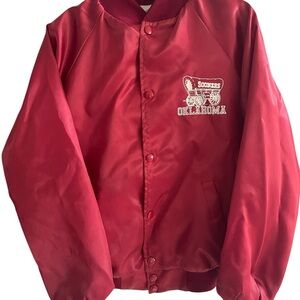 Red Puffer Jacket with Stand-Up Collar and Full-Length Zipper